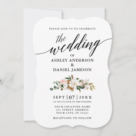 Waterverf voor weddenschap Magnolias Rozen Kaart (Voorkant)