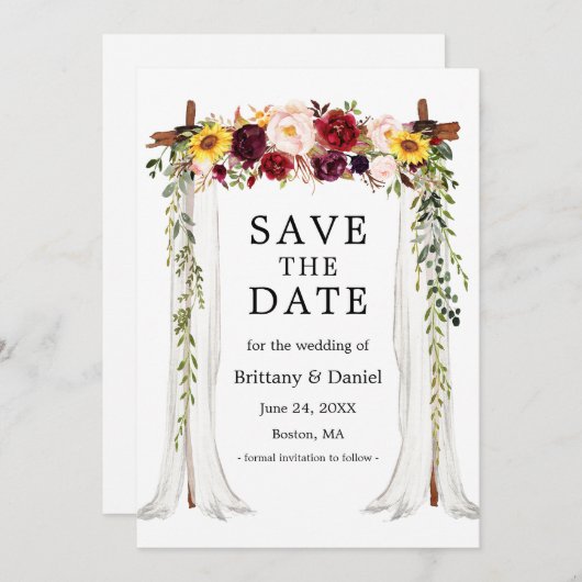 Waterverf voor weddenschap met kanopiezie Gemengd Save The Date (Voorkant / Achterkant)