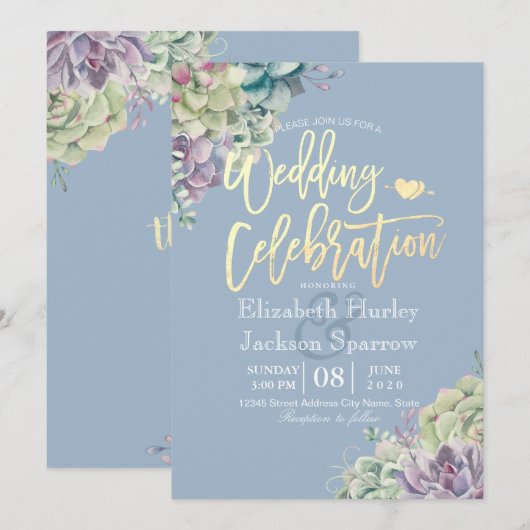 Waterverf voor weddenschappen Succulente Planten Kaart (Voorkant / Achterkant)