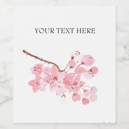 Waterverf voor weddenschapsroze kersen bloesems wijn etiket (Enkel label)