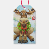 Waterverf voor witte winterkerstmis cadeaulabel (Voorkant)