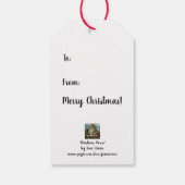 Waterverf voor witte winterkerstmis cadeaulabel (Achterkant)