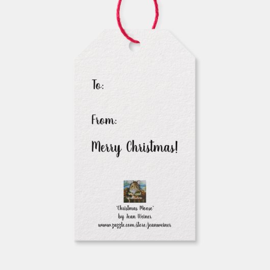 Waterverf voor witte winterkerstmis cadeaulabel (Achterkant)