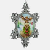 Waterverf voor witte winterkerstmis tin sneeuwvlok ornament (Links)