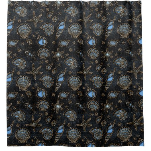 Waterverf voor zeeschol, Midnight Blue ID782 Douchegordijn (Voorkant)