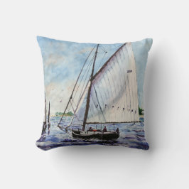 Waterverf voor zeilboten met een fijne Art Sailbot Kussen