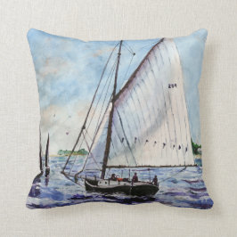 Waterverf voor zeilboten met een fijne Art Sailbot Kussen