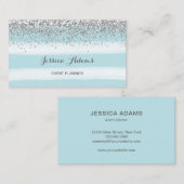 Waterverf voor zilver en blauwe strepen visitekaartje (Voorkant / Achterkant)