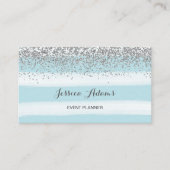 Waterverf voor zilver en blauwe strepen visitekaartje (Voorkant)