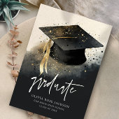 Waterverf voor zwart en gouden Pet Afstuderen Afst Aankondiging