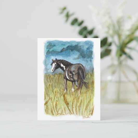 Waterverf voor zwarte en witte verf briefkaart (Staand voorkant)