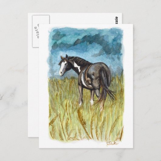 Waterverf voor zwarte en witte verf briefkaart (Voorkant / Achterkant)