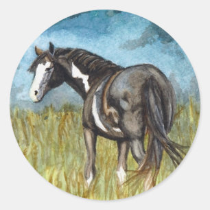 Waterverf voor zwarte en witte verf ronde sticker