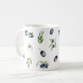 Waterverf voor zwarte olijven en olijventeelt koffiemok (Voorkant links)