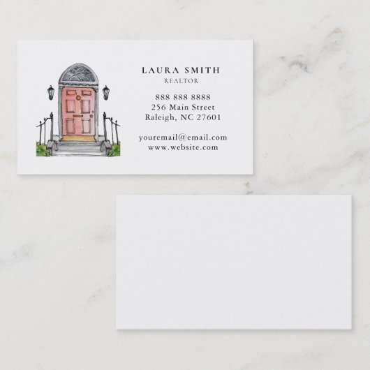 Waterverf Voordeur Makelaar Visitekaartje (Voorkant / Achterkant)