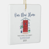Waterverf voordeur Onze eerste kerst nieuw huis Keramisch Ornament (Rechts)