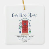 Waterverf voordeur Onze eerste kerst nieuw huis Keramisch Ornament (Voorkant)