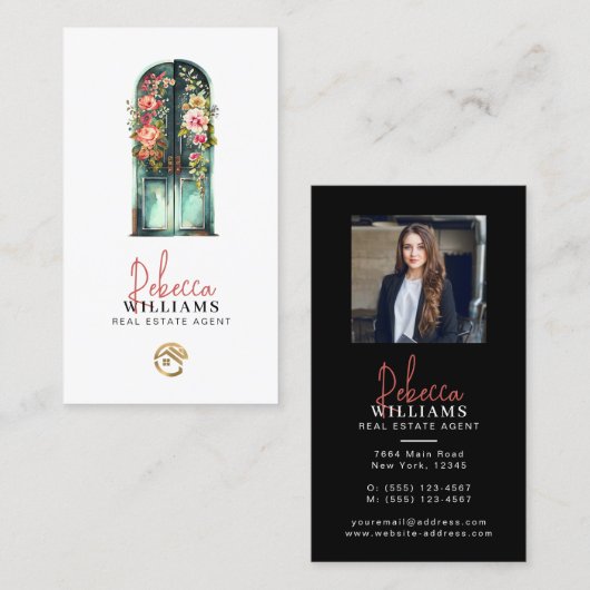  Waterverf Voordeur Real Estate Agent Visitekaartje (Voorkant / Achterkant)
