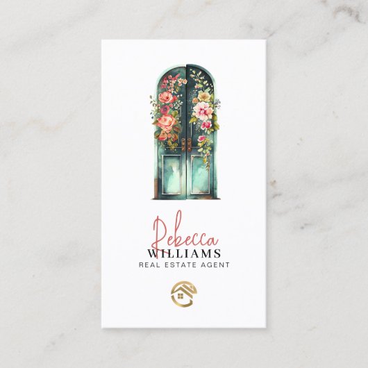  Waterverf Voordeur Real Estate Agent Visitekaartje (Voorkant)