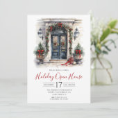 Waterverf Voordeur Vakantie Open Huis Kaart (Staand voorkant)