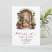 Waterverf Voordeur Vakantie Open Huis Kaart (Staand voorkant)