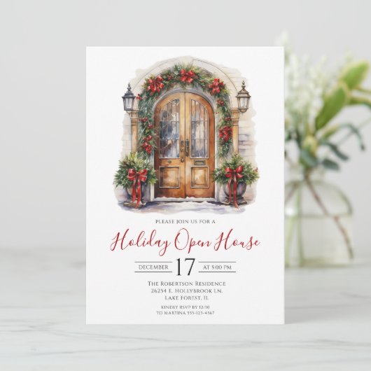 Waterverf Voordeur Vakantie Open Huis Kaart (Staand voorkant)