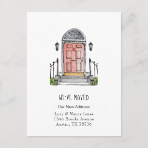 Waterverf voordeur We hebben verplaatst Briefkaart