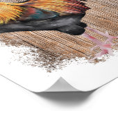 Waterverf voorjaar Boerderij Rooster Poster (Hoek)