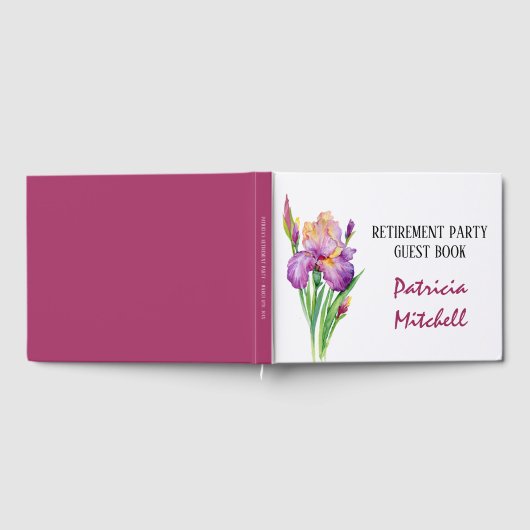 Waterverf voorjaar Iris Bloemen Retirement Party Gastenboek (Volledig)