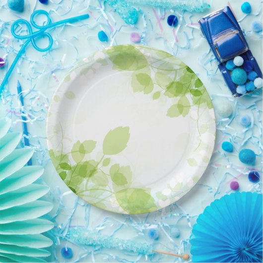 Waterverf voorjaarsbladeren papieren bordje (Feest)