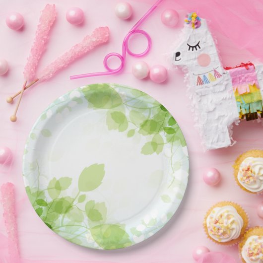 Waterverf voorjaarsbladeren papieren bordje (Feest)