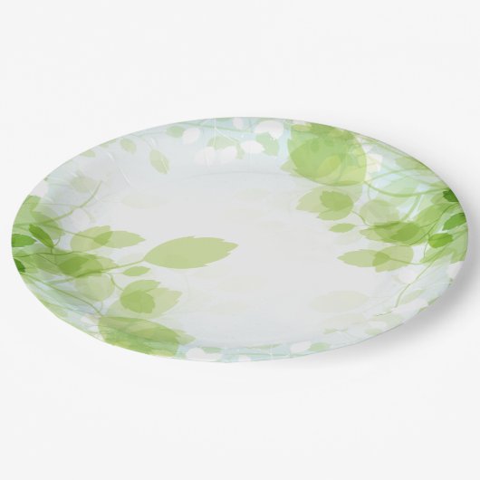 Waterverf voorjaarsbladeren papieren bordje (Gekanteld)