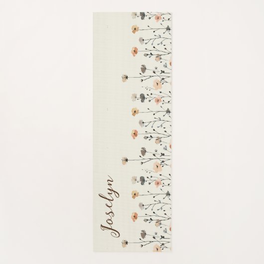 Waterverf voorjaarsbloemen met naam rustieke bloem yogamat (Voorkant)