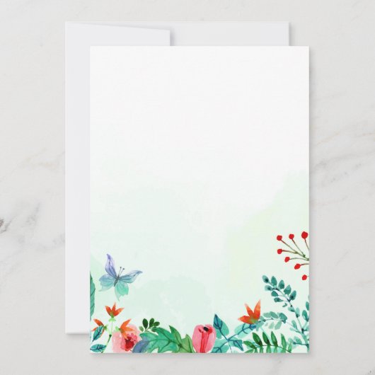 Waterverf Voorjaarsglanzende  Floral Vrijgezellenf Kaart (Achterkant)