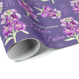 Waterverf voorraad bloem paarse aangepaste bruilof cadeaupapier