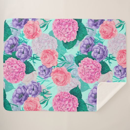 Waterverf voortuin 2 sherpa deken (Voorkant (horizontaal))