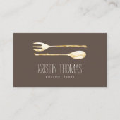 Waterverf vork en lepel catering visitekaartje (Voorkant)