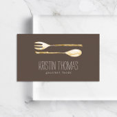 Waterverf vork en lepel catering visitekaartje