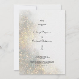 Waterverf Vormt Groene Glitter Huwelijksuitnodigin Kaart