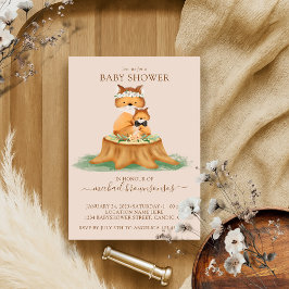 Waterverf Vos Beige Babyfeest voor Jongen Kaart