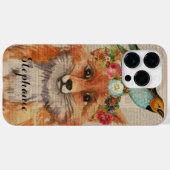 Waterverf Vos Bloemencollage Gepersonaliseerde Naa Case-Mate iPhone Case (Achterkant (horizontaal))