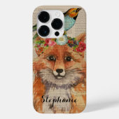 Waterverf Vos Bloemencollage Gepersonaliseerde Naa Case-Mate iPhone Case (Achterkant)