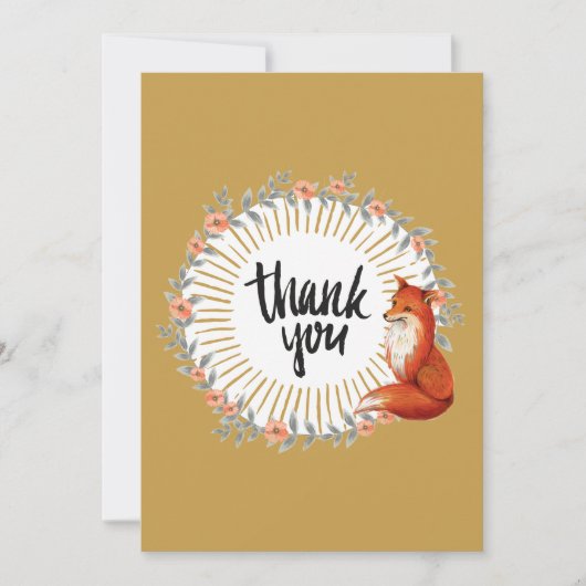 Waterverf Vos Bloemenkrans Bedankkaart (Voorkant)