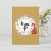 Waterverf Vos Bloemenkrans Bedankkaart (Staand voorkant)