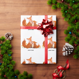 Waterverf Vos Familie Schattig  Cadeaupapier