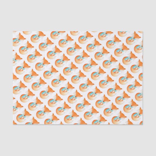 Waterverf vos in sneeuwkerstpapier tissuepapier (Voorkant)