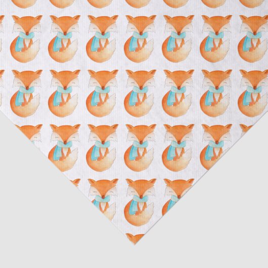 Waterverf vos in sneeuwkerstpapier tissuepapier (Detail)