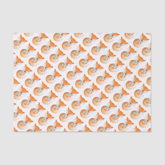 Waterverf vos in sneeuwkerstpapier tissuepapier (Voorkant)