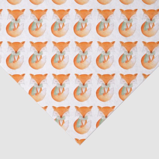 Waterverf vos in sneeuwkerstpapier tissuepapier (Detail)