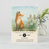 Waterverf Vos in Wildflower Meadow Verjaardag Kaart (Staand voorkant)